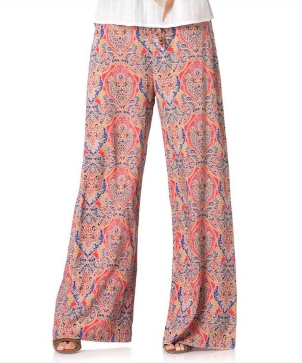 NWT Miss Me Wide Leg Palazzo Pants Women's Small Paisley Print Lightweight Boho